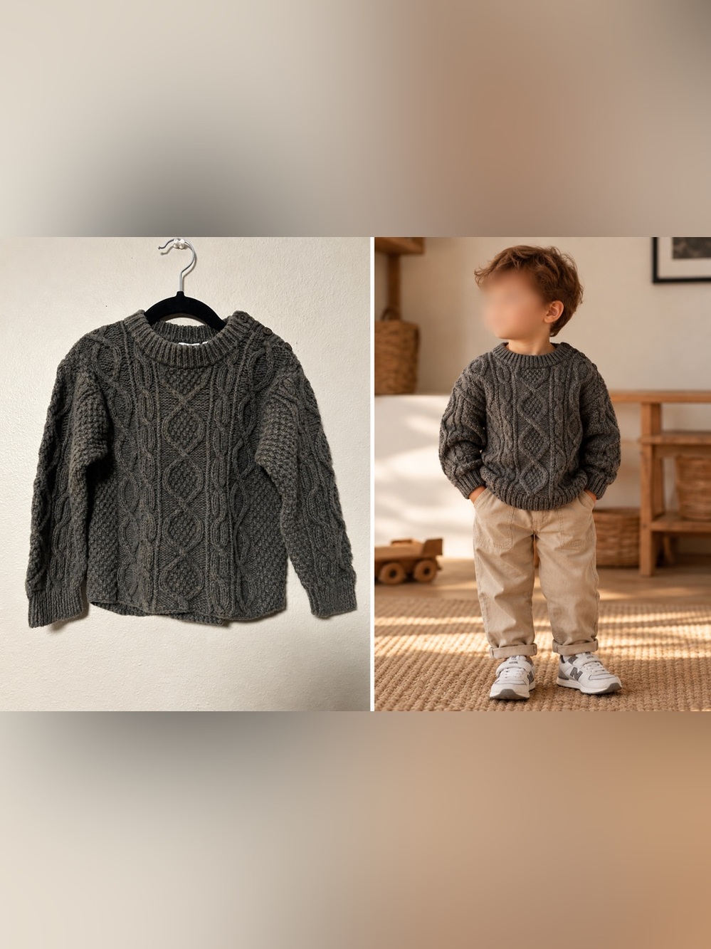 Sprockets vintage toddler sweater Size 4T Gray Cable Knit Pullover Classic